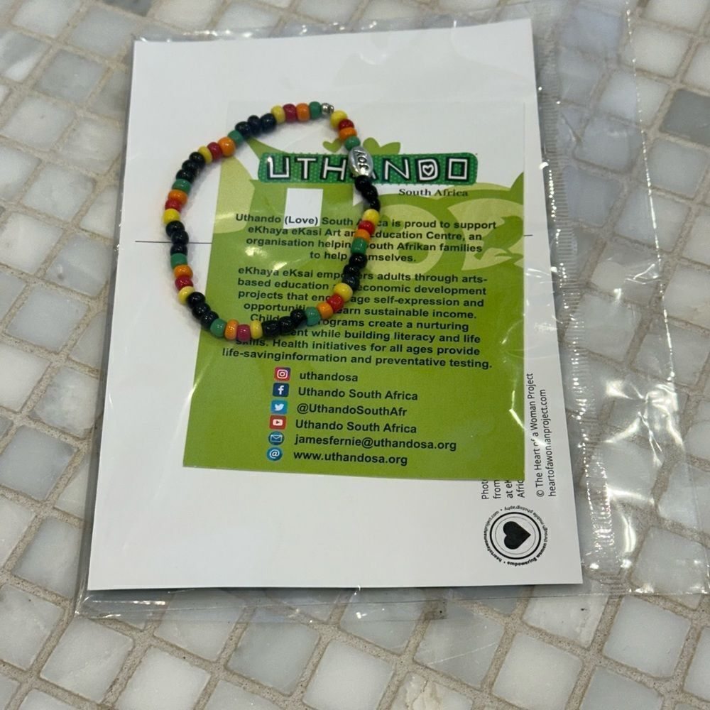 South African Beaded Bracelet with Silver Joy Charm - Picture 4 of 7
